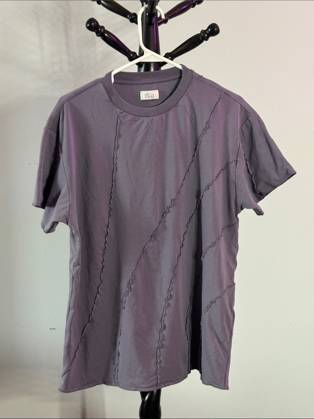 Oh Polly Lavender Crewneck Tee with Diagonal Seam Details 22.T